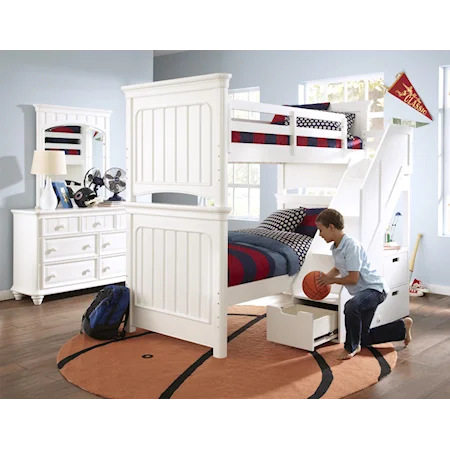 White Twin Bunk Bed with Steps